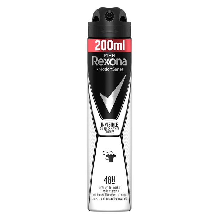 Deodorant spray Rexona Men Invisible Black & White, 200 ml