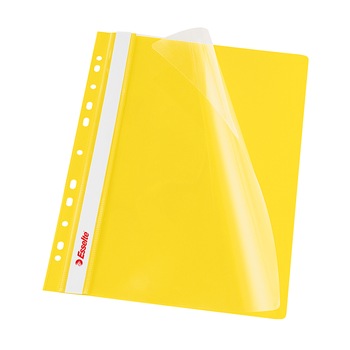 Dosar Esselte, galben, cu sina si 11 perforatii, A4, plastic, 10buc/set Dosar Esselte, galben, cu sina si 11 perforatii, A4, plastic, 10buc/set
