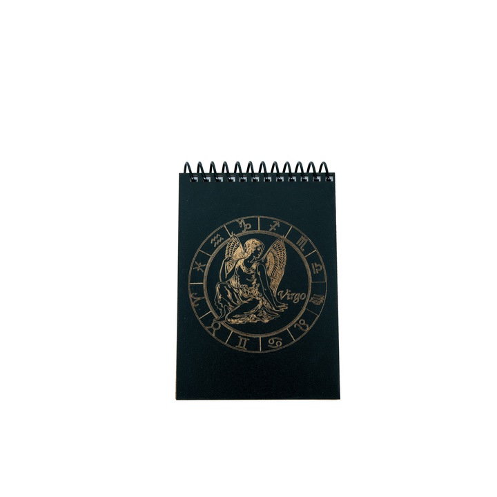 Agenda din lemn gravat cu zodia fecioara, A6