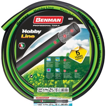 Furtun apa gradina profesional, 50 m, 5/8, 15mm, anti nod, protectie UV, protectie inghet, 3 straturi, Benman Furtun apa gradina profesional, 50 m, 5/8, 15mm, anti nod, protectie UV, protectie inghet, 3 straturi, Benman