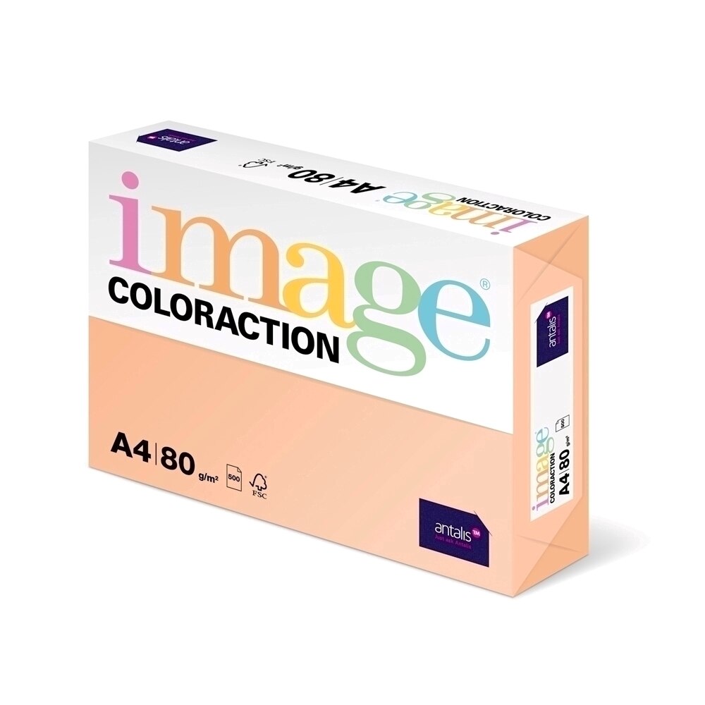 Hartie color A4, Coloraction, somon, 500 coli, 80 g