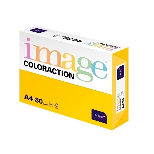 Hartie color A4, Coloraction, galben intens, 500 coli/top, 80 g