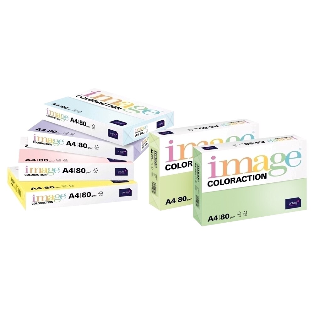 Hartie color A4, Coloraction, mix 5 x 50 coli culori pastel asortate, 250 coli, 80 g