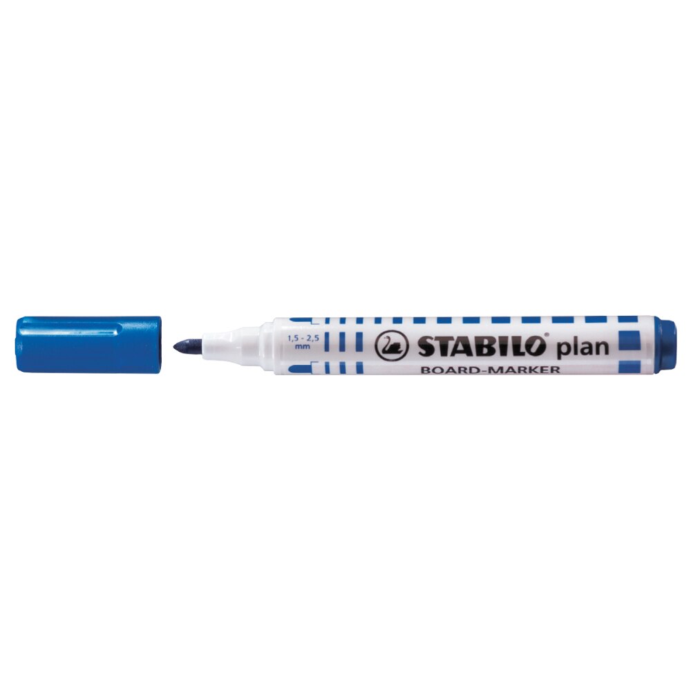 Marker pentru tabla, Stabilo, Plan, vf.rotund, 2.5-3.5mm, albastru