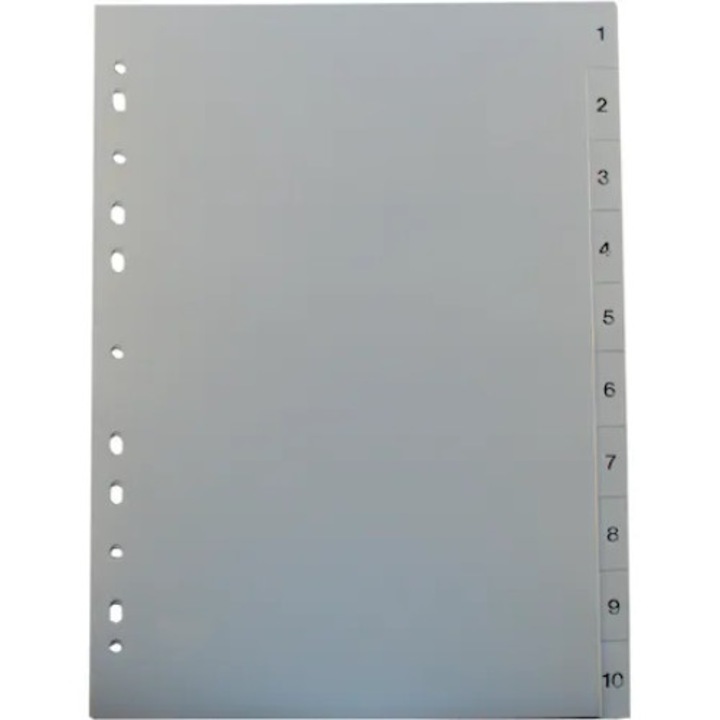 Separatoare, Noki, index 1-10, A4, plastic, gri