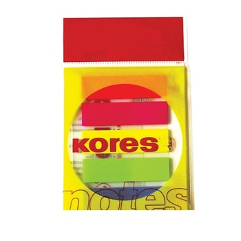 Index autoadeziv din plastic, Kores, 12x45mm, 5 culori, 25 file/culoare Index autoadeziv din plastic, Kores, 12x45mm, 5 culori, 25 file/culoare