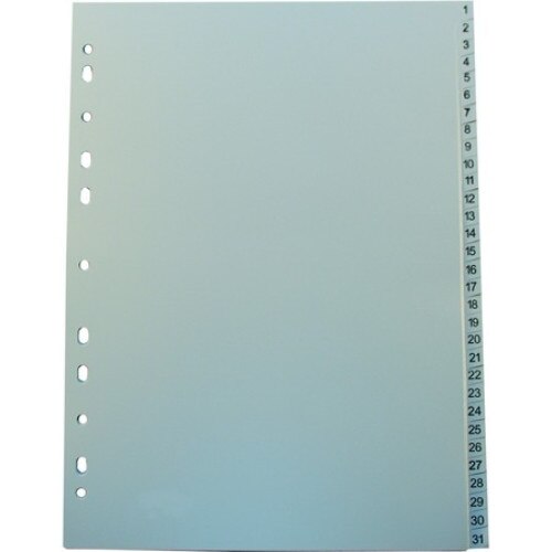 Separatoare, Noki, index 1-31, A4, plastic, gri