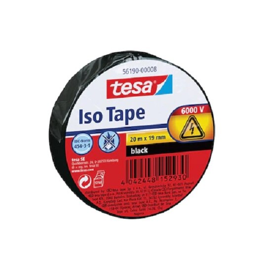 Banda electroizolatoare Tesa neagra, 19mm x 20m