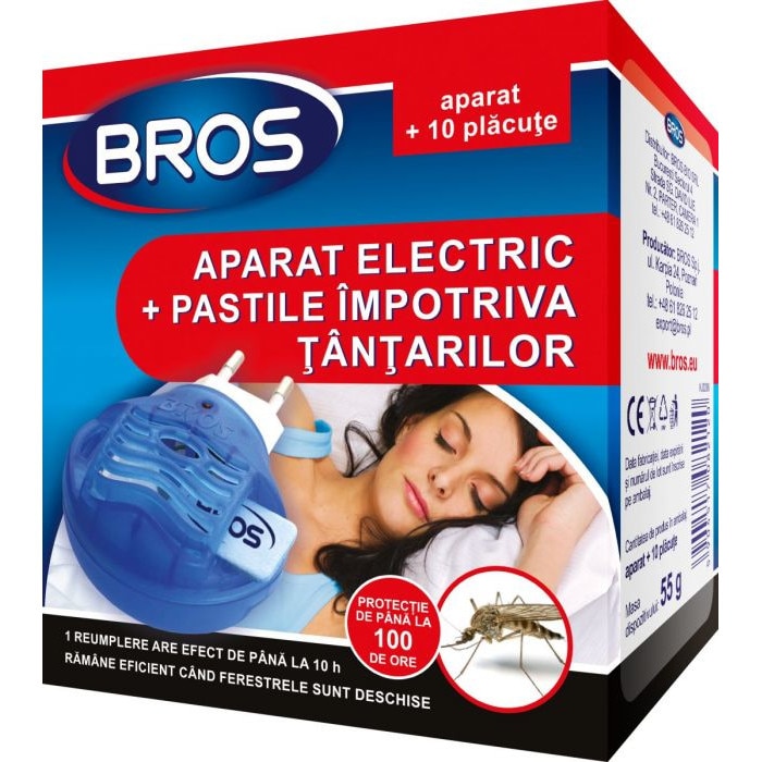 Aparat electric + 10 pastile impotriva tantarilor, Bros