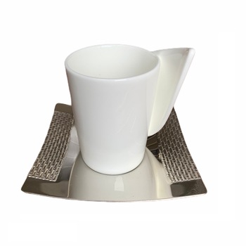 Set Espresso 12 Piese, Moga, 5723 Elmas, Bone-china cu farfurioara inox Set Espresso 12 Piese, Moga, 5723 Elmas, Bone-china cu farfurioara inox