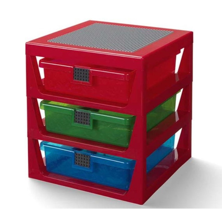 LEGO кутия за съхранение с 3 чекмеджета, червена