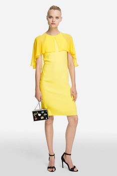 Karl Lagerfeld, Rochie cambrata cu capa pe exterior, Galben, S Karl Lagerfeld, Rochie cambrata cu capa pe exterior, Galben, S