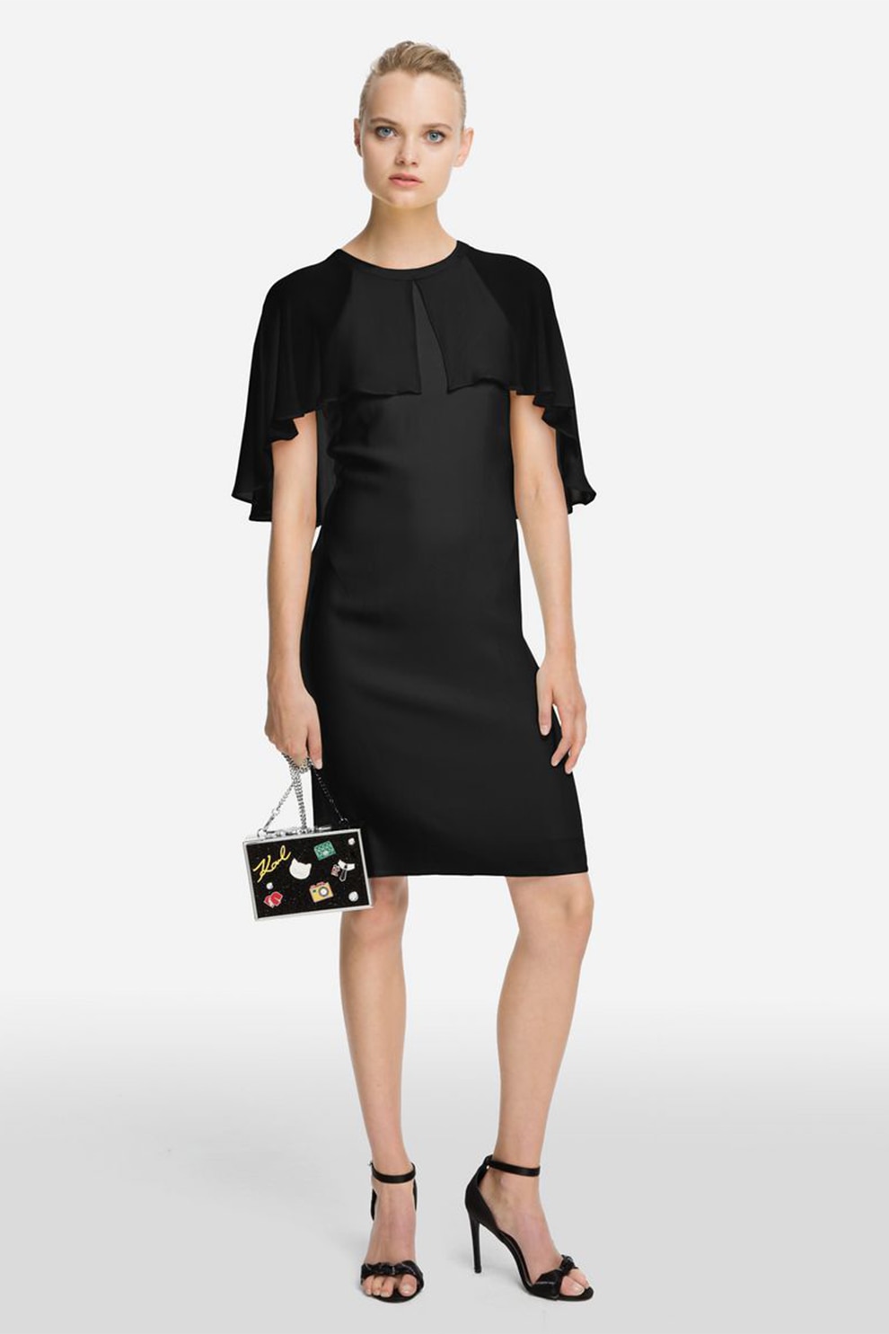 Karl Lagerfeld, Rochie cambrata cu capa pe exterior, Galben, S