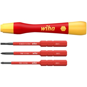 Set PicoFinish maner cu trei biti, izolati 1000 V, WIHA, 4 piese Set PicoFinish maner cu trei biti, izolati 1000 V, WIHA, 4 piese