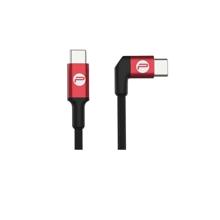 Cablu pentru incarcare si transfer de date PGYTECH P-GM-122, 2x USB Type-C, 65cm, Negru/Rosu