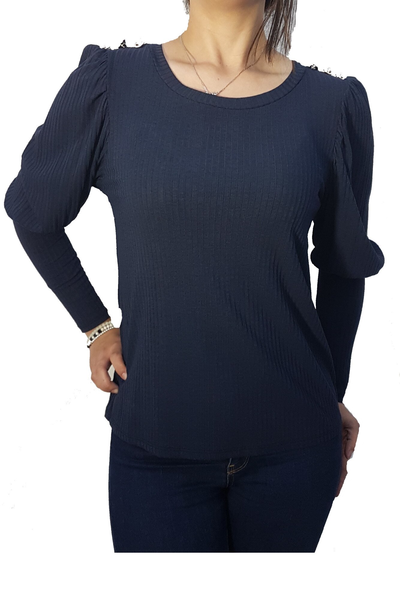 Bluza dama, din vascoza, marimea M, Bleumarin