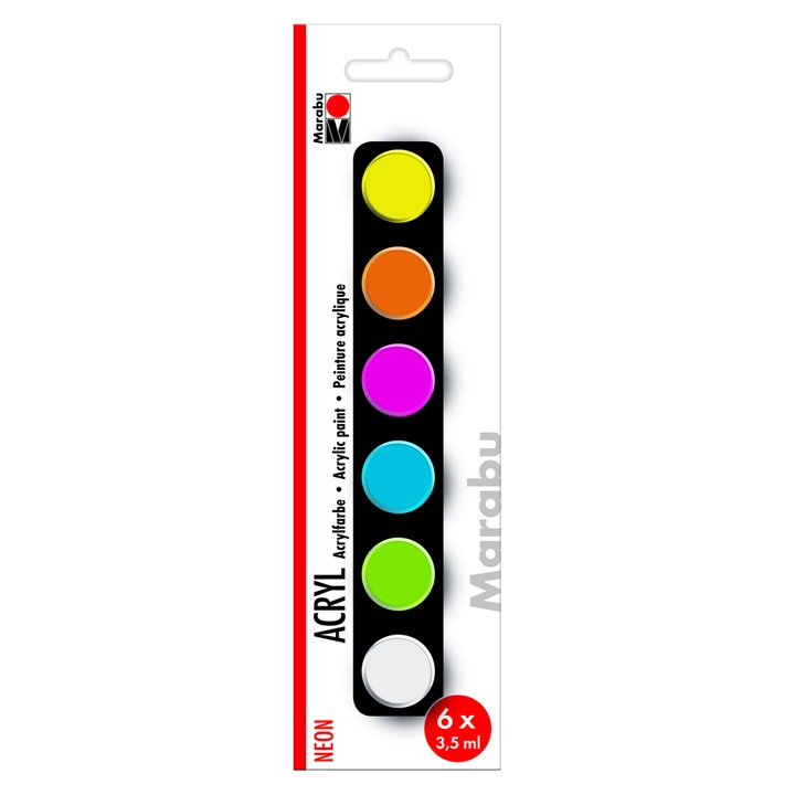 Set culori acrilice Basic, Marabu, 6 x 3.5 ml, Neon