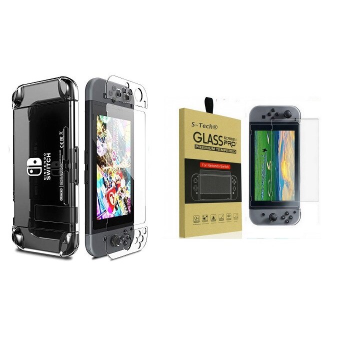 Husa TPU Silicon Trasparent Pentru Nintendo Switch + Protector Tempered Glass 9H