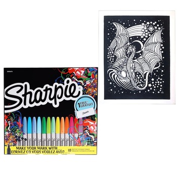 Set 18 markere permanente Sharpie F + plansa de colorat A4 diverse modele gratis Set 18 markere permanente Sharpie F + plansa de colorat A4 diverse modele gratis
