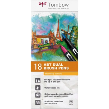 Set Tombow 18 markere dual brush pen culori secundare Set Tombow 18 markere dual brush pen culori secundare