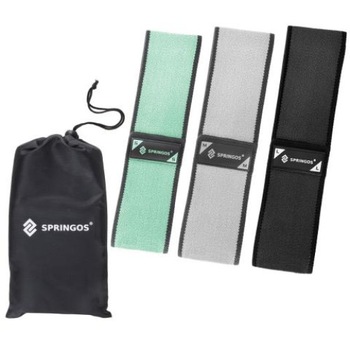 Benzi elastice Hip Band Springos, set 3 bucati rezistenta diferita, multicolor Benzi elastice Hip Band Springos, set 3 bucati rezistenta diferita, multicolor