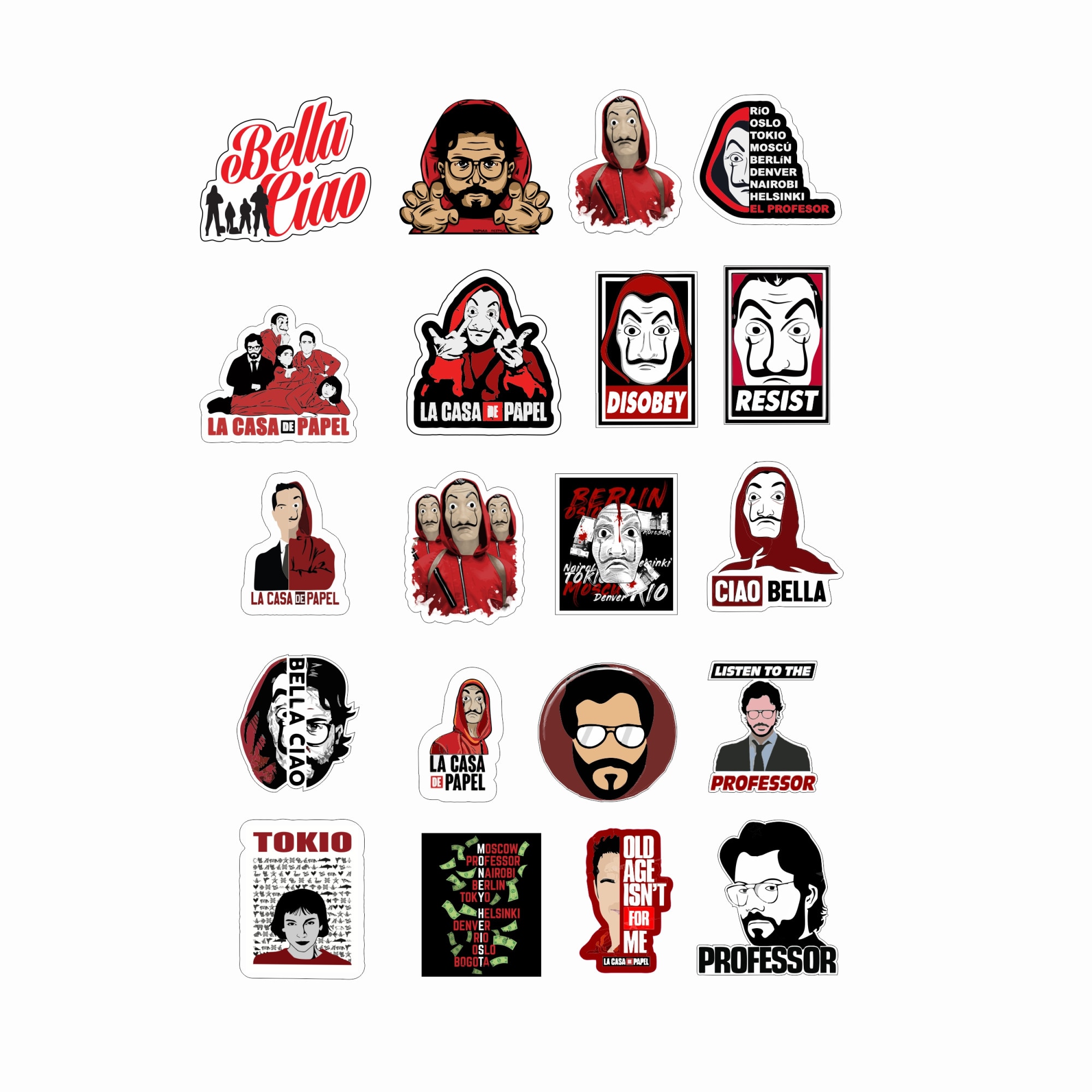 Set 20 bucati Stickere Laminate - Casa del Papel