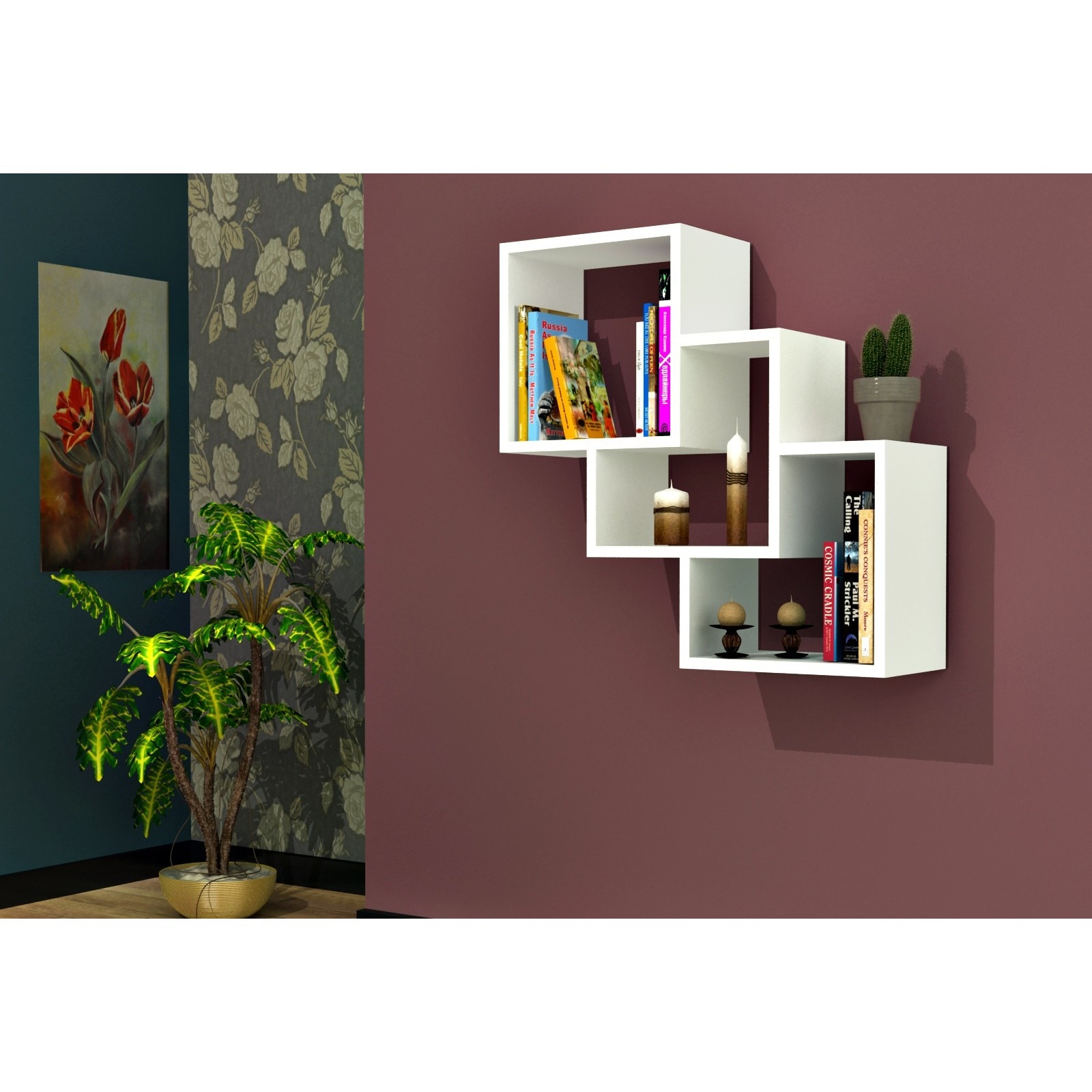 Raft de perete Tree Box 20X58X58 cm, AlB