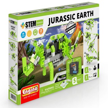 Joc de constructie creativ Engino, Eroii STEM Epoca Jurassica-motorizat Joc de constructie creativ Engino, Eroii STEM Epoca Jurassica-motorizat
