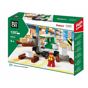 Joc constructie Blocki , Stivuitor Raben , 125 piese , Robentoys® Joc constructie Blocki , Stivuitor Raben , 125 piese , Robentoys®