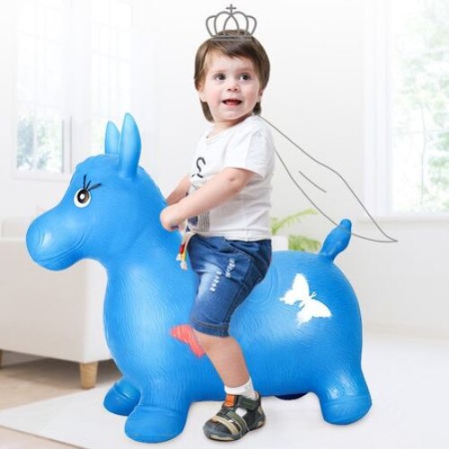 Jucarie Interactiva - Calut gonflabil muzical albastru , 55x22x48.5 cm