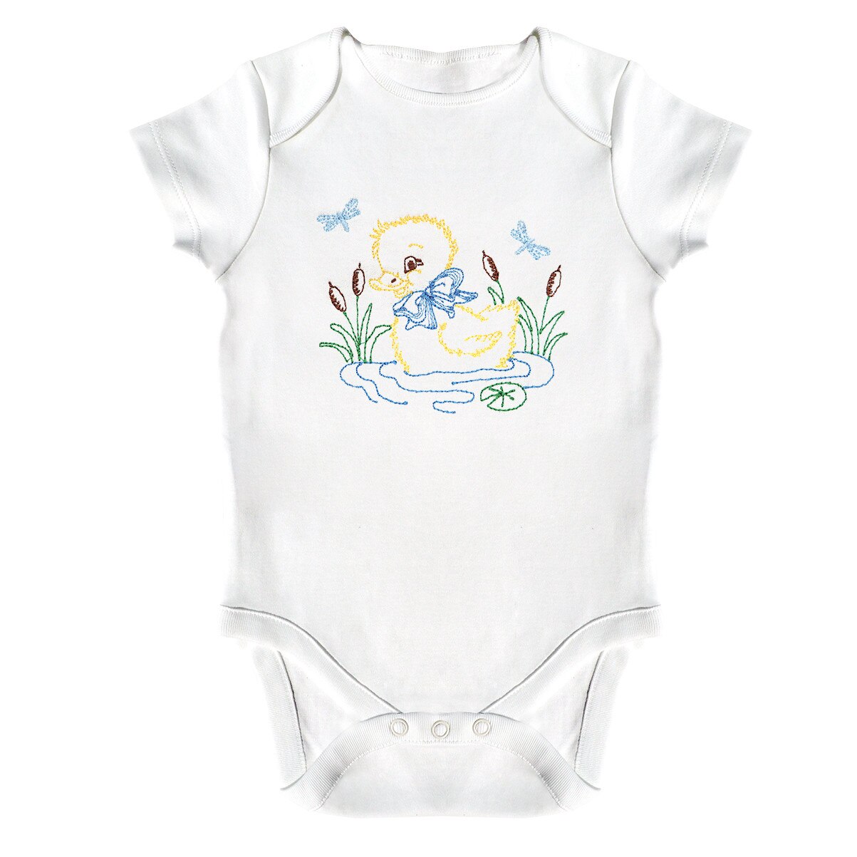 Body bebe, LWS, bumbac organic, brodat, model ratusca baietel, Alb