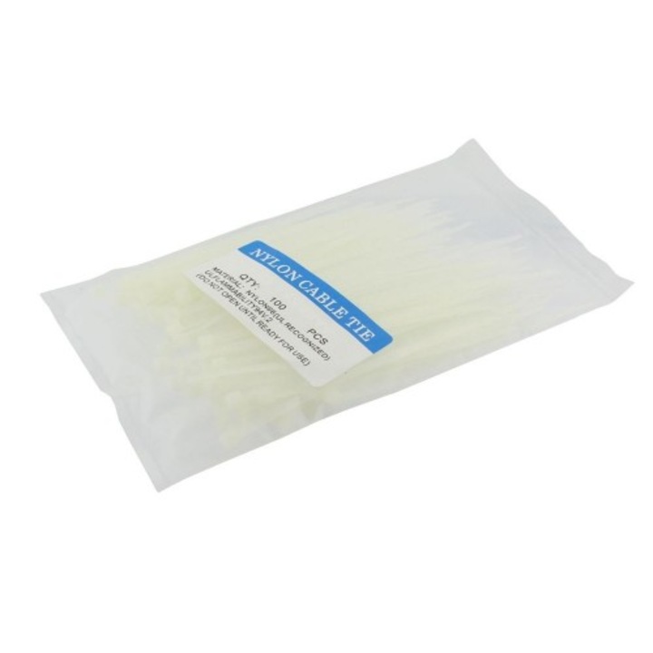 Colier plastic 3,6x180mm, alb, 100 bucati - 134509