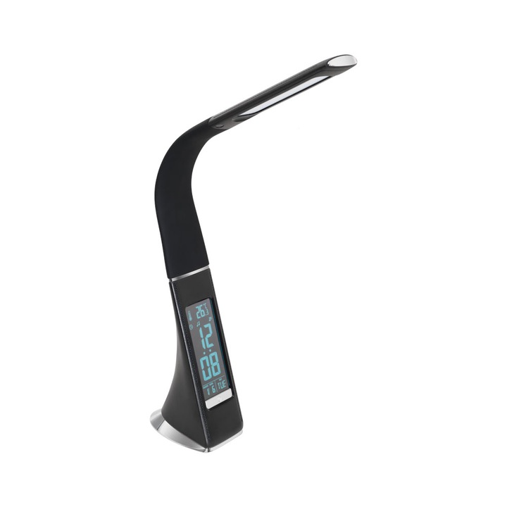 Lampa de birou Cognoli, cu touch, 3 trepte, cu baterii, EGLO, LED, 3.2W, 300 lm, lumina neutra, plastic, negru, 7 x 10 x 51 cm, A+