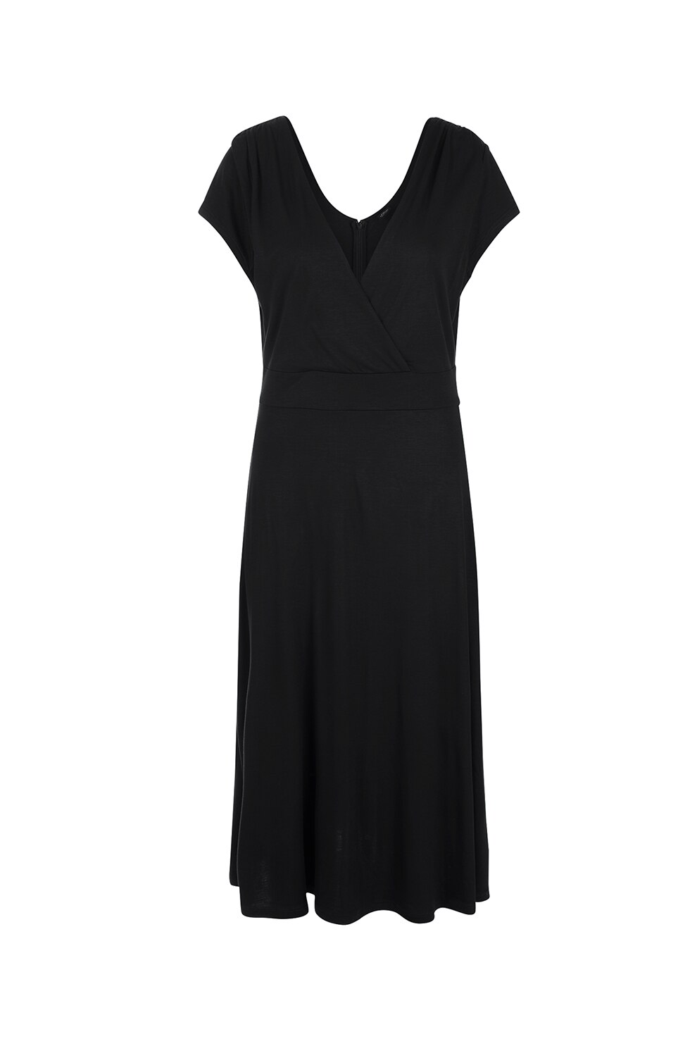 s.Oliver, Rochie evazata cu decolteu cache-coeur, Negru