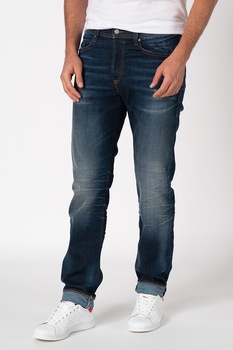 Diesel, Blugi slim fit cu aspect decolorat Buster, Bleumarin Diesel, Blugi slim fit cu aspect decolorat Buster, Bleumarin