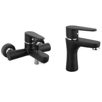 Pachet 2in1 baterie perete cada/dus si baterie lavoar Algeo, Negru Mat Pachet 2in1 baterie perete cada/dus si baterie lavoar Algeo, Negru Mat