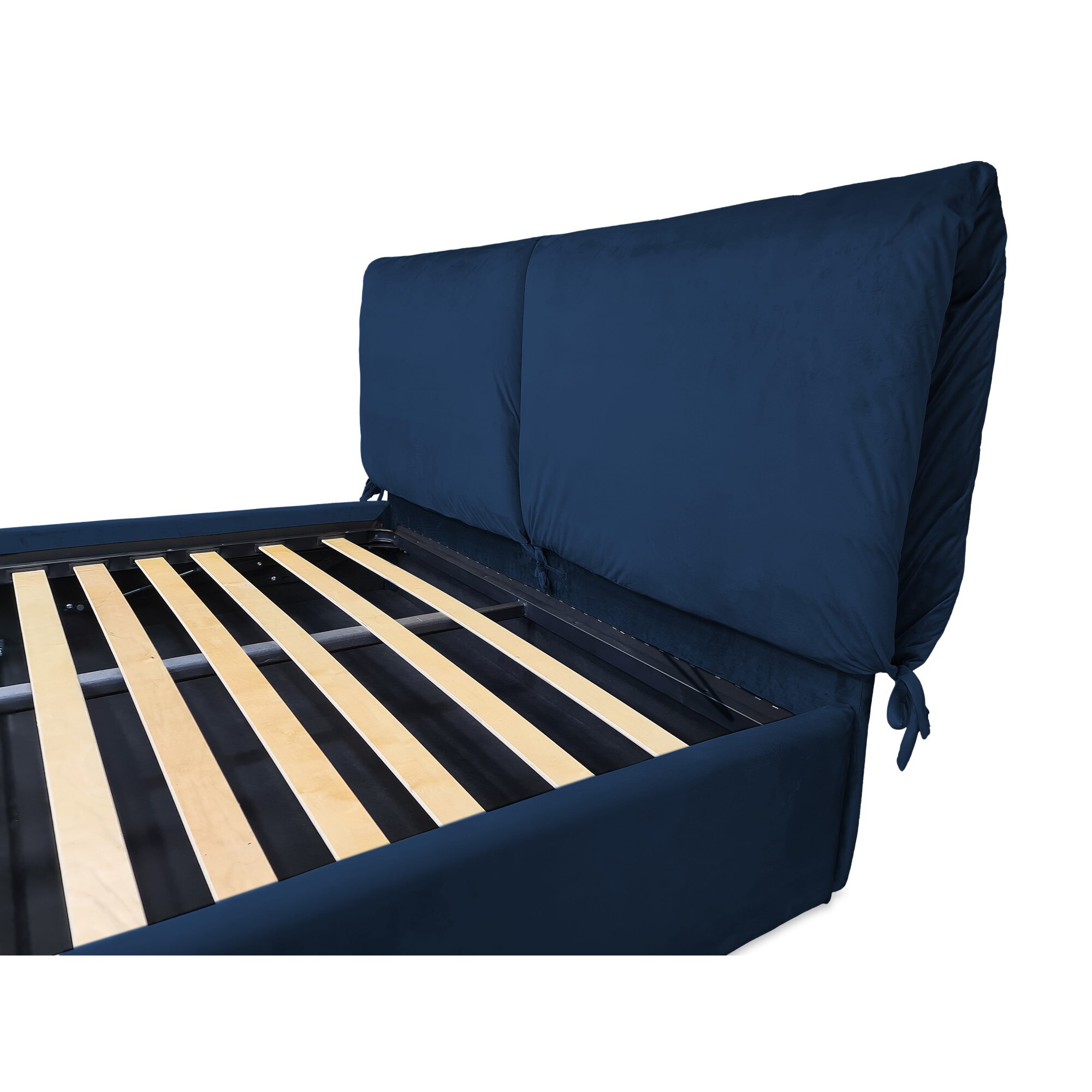 Pat Tapitat Pentru Dormitor Cu Lada Rabatabil 90x190 Cm Confort Perna Dolce Dormire Blue 