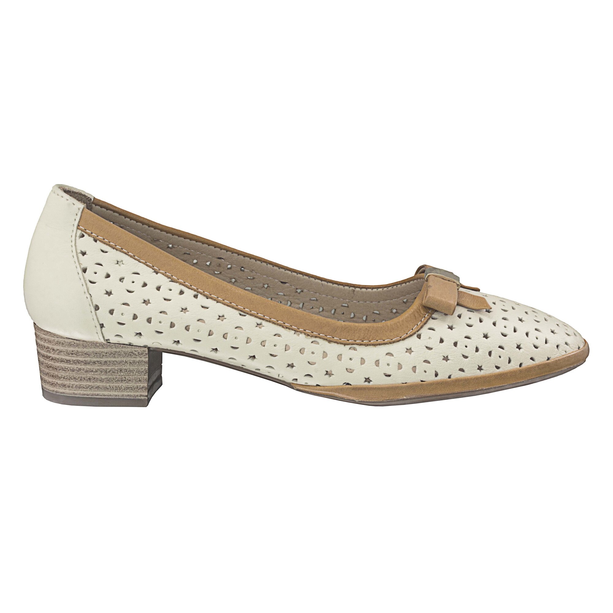 Pantofi dama Caspian casual piele naturala, Bej/Maro