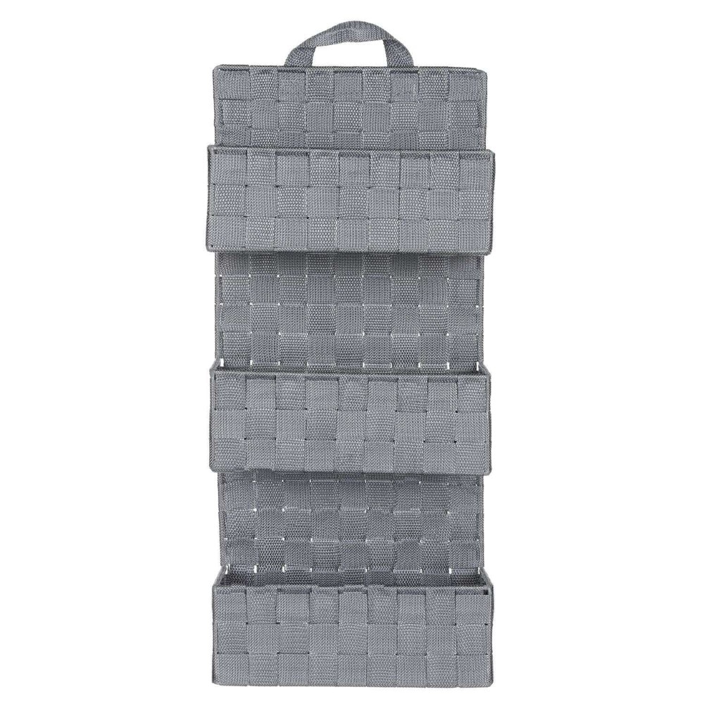 Raft depozitare cu 3 cosuri, Five, 25 x 9 x 56.5 cm, gri, polipropilena