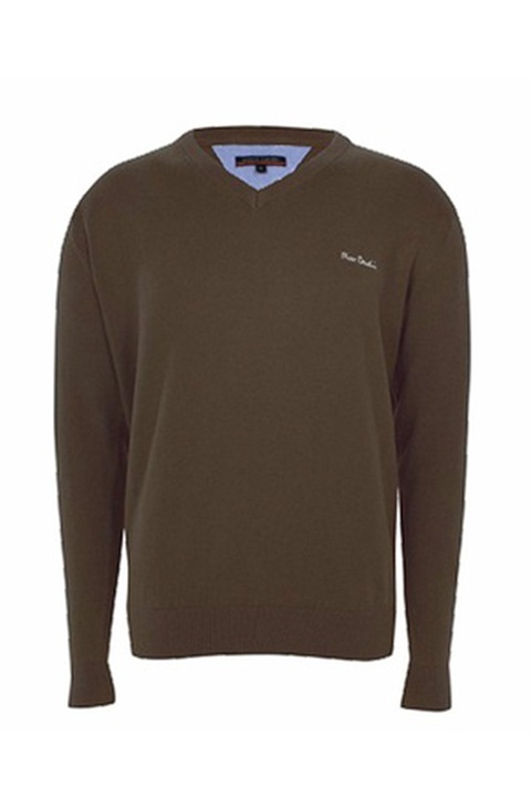 Мъжки пуловер, PIERRE CARDIN, Тъмнокафяв, Кафяв, M