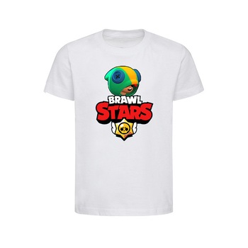 Tricou Copii Grow Clever, Brawl Stars Leon, Alb, Alb Tricou Copii Grow Clever, Brawl Stars Leon, Alb, Alb
