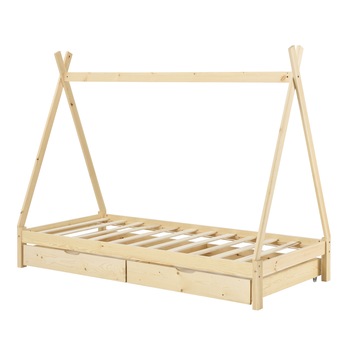 Pat copii Cony Beige, en.casa, 206 x 96 x 162 cm, lemn, culoarea bradului, cu 2 sertare pe roti Pat copii Cony Beige, en.casa, 206 x 96 x 162 cm, lemn, culoarea bradului, cu 2 sertare pe roti