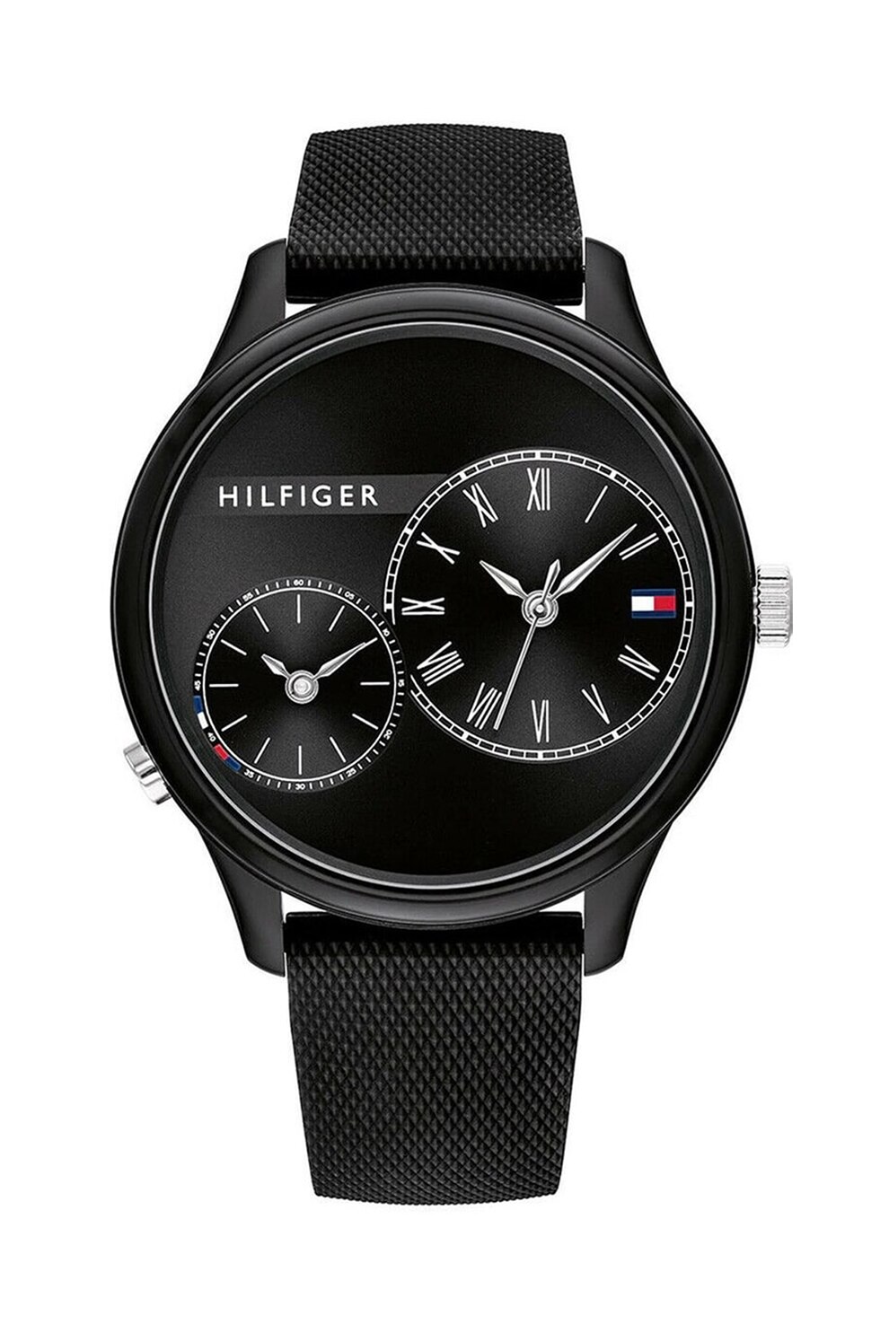 Tommy Hilfiger, Ceas cronograf cu o curea de silicon, Negru