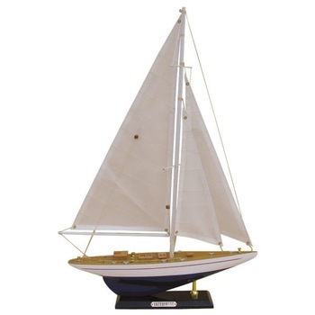 Iaht Sea Club din lemn cu suport, model Enterprise, vele din panza, L:32cm, H 49cm Iaht Sea Club din lemn cu suport, model Enterprise, vele din panza, L:32cm, H 49cm