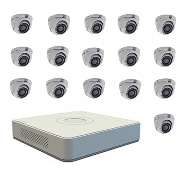 Kit supraveghere 16 camere, turbo HD, Hikvision dome, antivandal