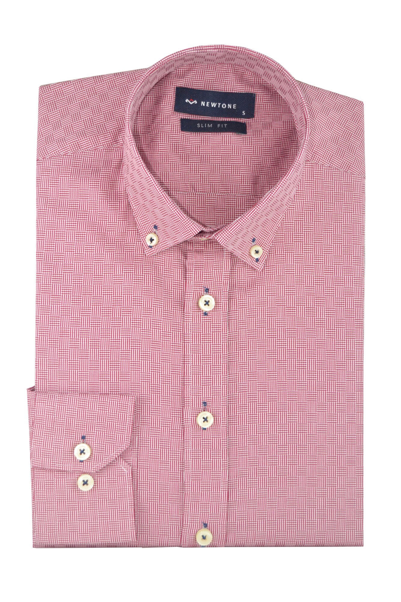 Camasa barbati, Newtone, guler cu nasturi, model dolby cu motive geometrice