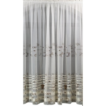 Perdea bucatarie crem 150x150cm model BC1 MASTEL confectionata cu rejansa Perdea bucatarie crem 150x150cm model BC1 MASTEL confectionata cu rejansa