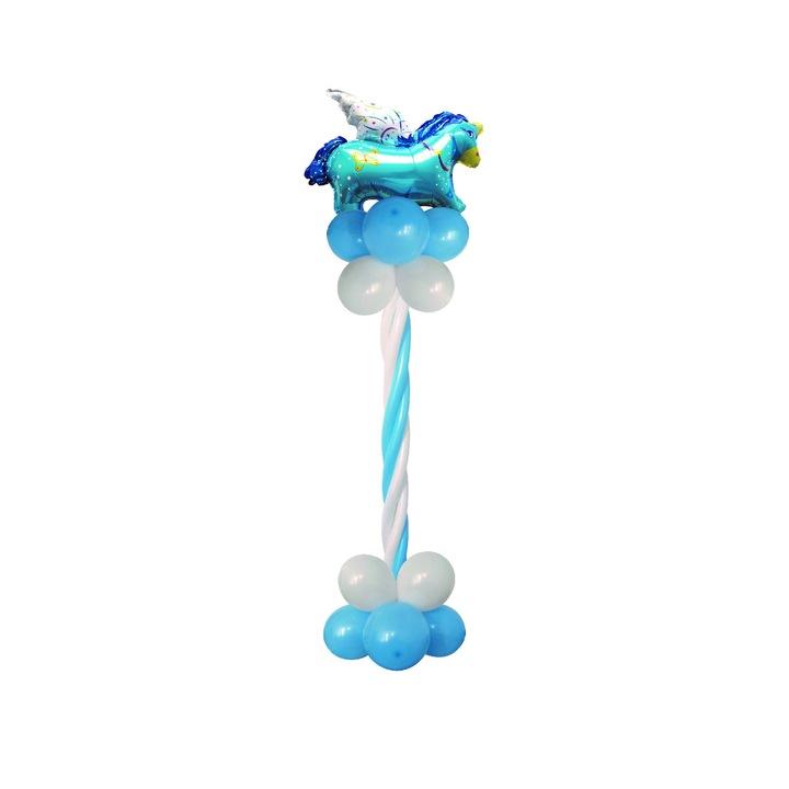 Комплект от 17 балона със стойка 210 см, Mirific Party Unicorn Blue