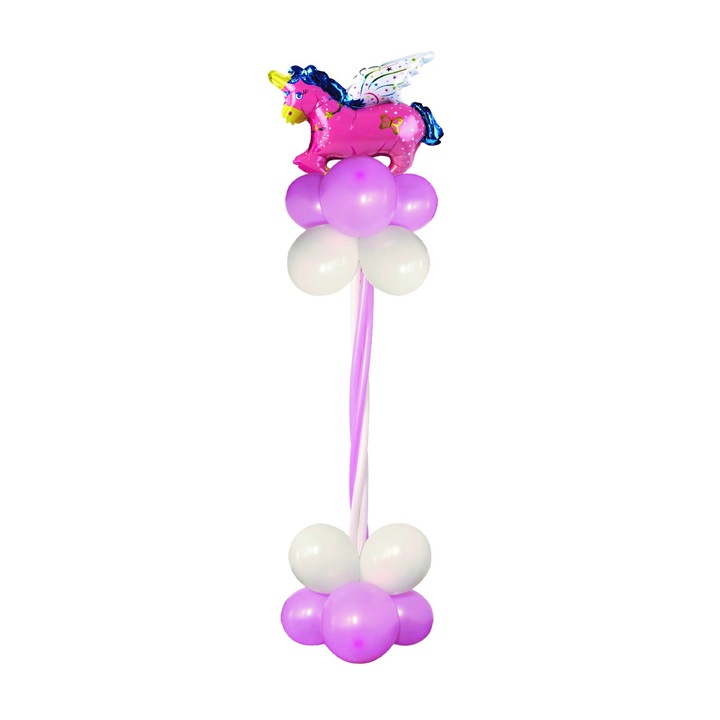 17 db-os lufi készlet 210 cm-es támasztékkal, Mirific Party Unicorn Pink