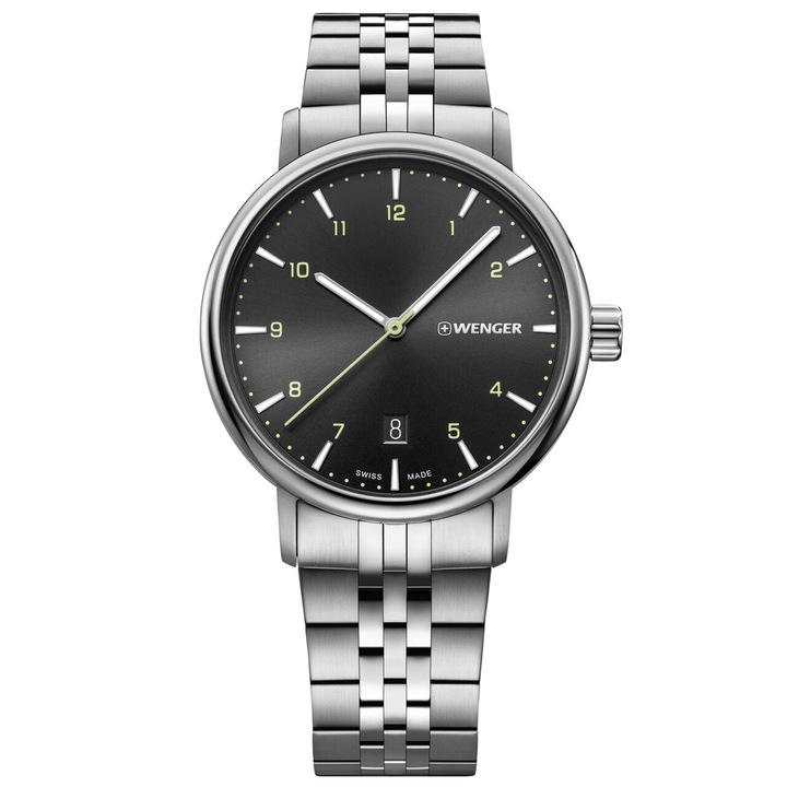 Ceas barbatesc Wenger Metropolitan, 40mm, 10ATM, Argintiu, Argintiu